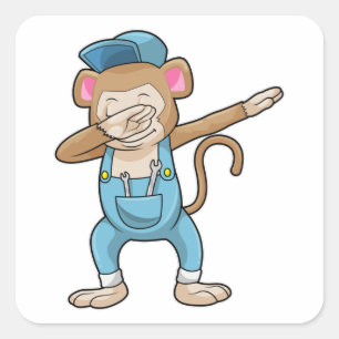 Monkey som Mechanic vid Hip hop Dance Dab Fyrkantigt Klistermärke