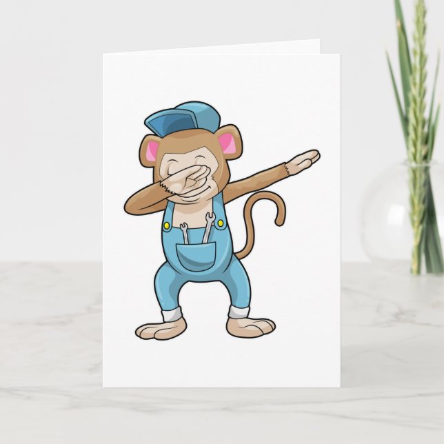 Monkey som Mechanic vid Hip hop Dance Dab Kort (Framsida)