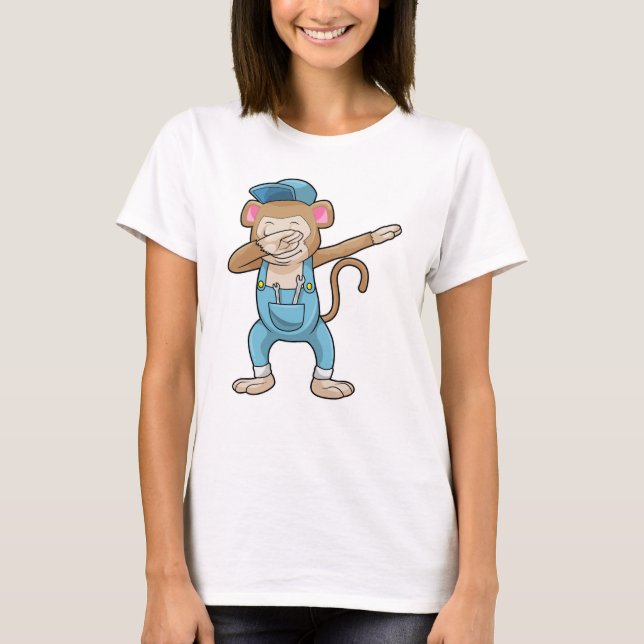 Monkey som Mechanic vid Hip hop Dance Dab T Shirt (Framsida)