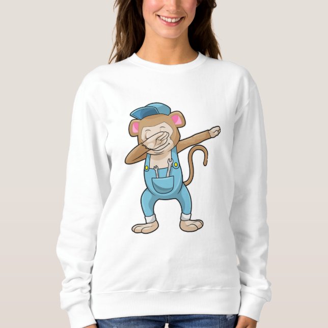 Monkey som Mechanic vid Hip hop Dance Dab T Shirt (Framsida)
