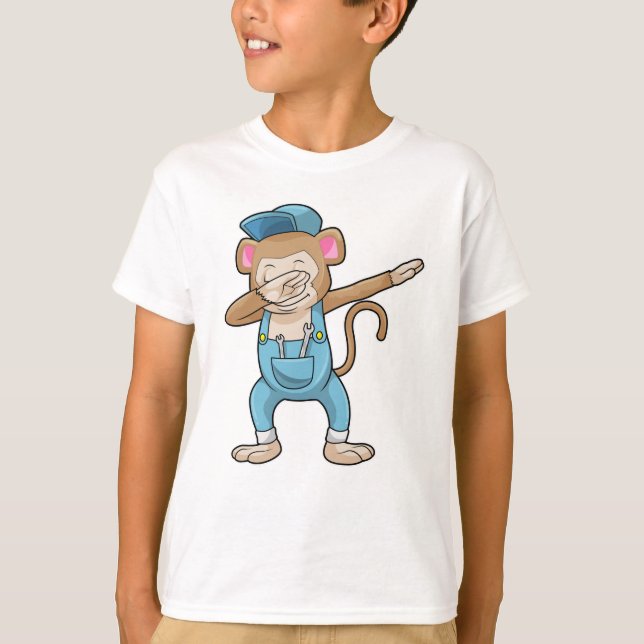 Monkey som Mechanic vid Hip hop Dance Dab T Shirt (Framsida)