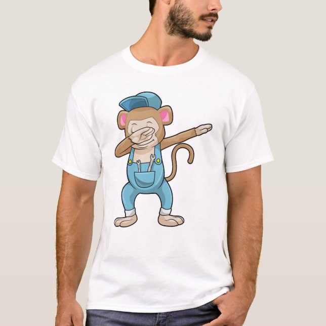 Monkey som Mechanic vid Hip hop Dance Dab T Shirt (Framsida)