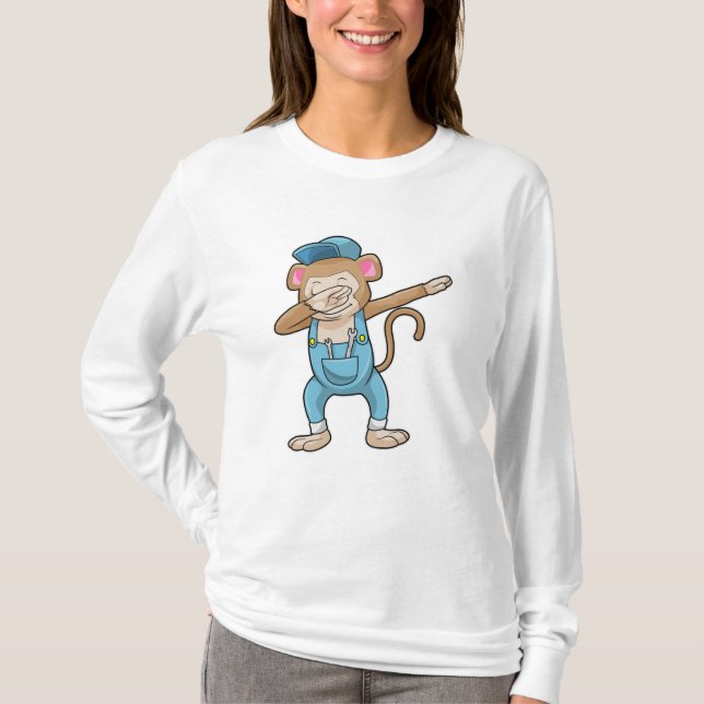 Monkey som Mechanic vid Hip hop Dance Dab T Shirt (Framsida)