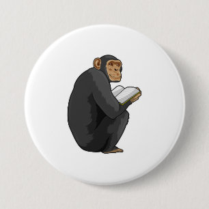 Monkey som Nerd med Bok Knapp