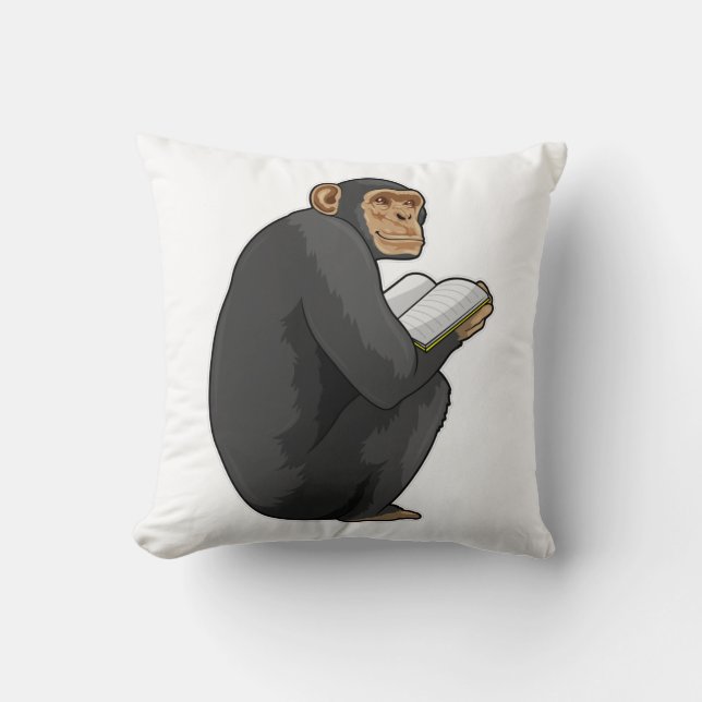 Monkey som Nerd med Bok Kudde (Framsida)