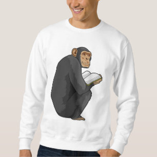 Monkey som Nerd med Bok Lång Ärmad Tröja