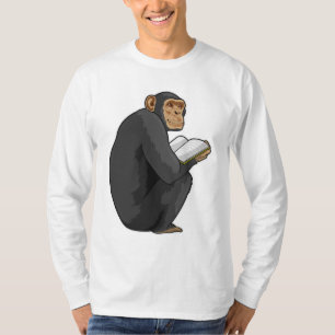 Monkey som Nerd med Bok T Shirt