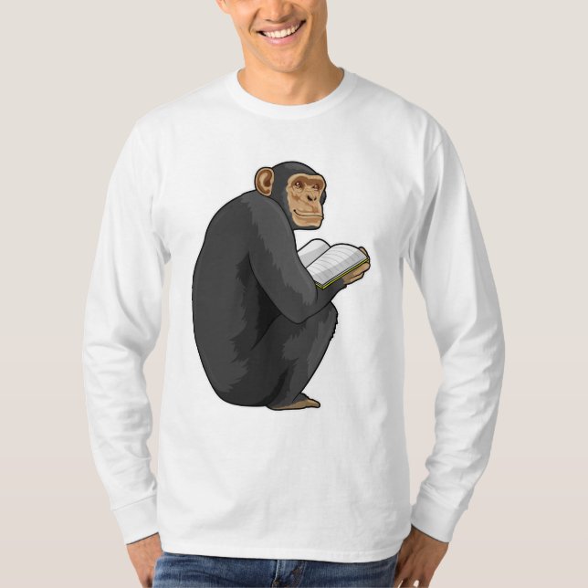 Monkey som Nerd med Bok T Shirt (Framsida)