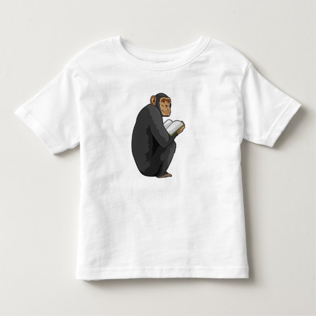 Monkey som Nerd med Bok T Shirt (Framsida)