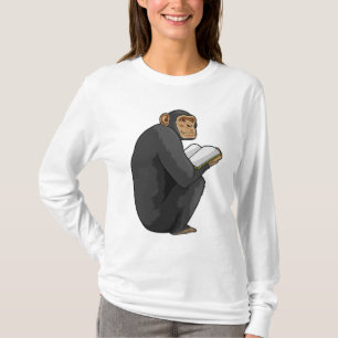 Monkey som Nerd med Bok T Shirt