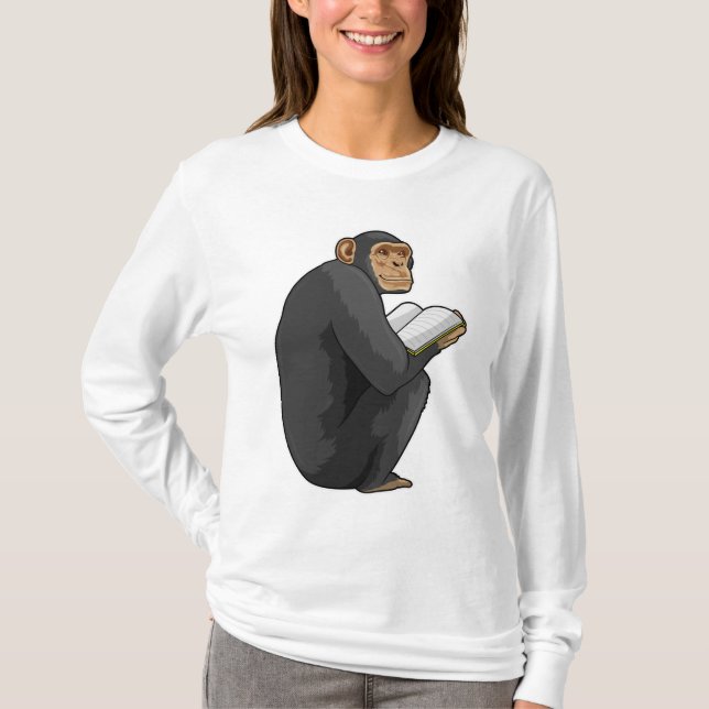 Monkey som Nerd med Bok T Shirt (Framsida)