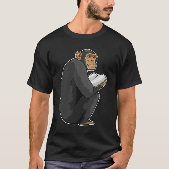 Monkey som Nerd med Bok T Shirt (Framsida)