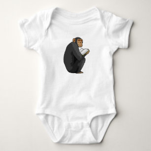 Monkey som Nerd med Bok T Shirt