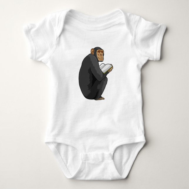 Monkey som Nerd med Bok T Shirt (Framsida)