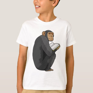 Monkey som Nerd med Bok T Shirt