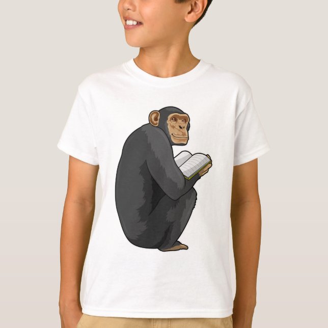 Monkey som Nerd med Bok T Shirt (Framsida)
