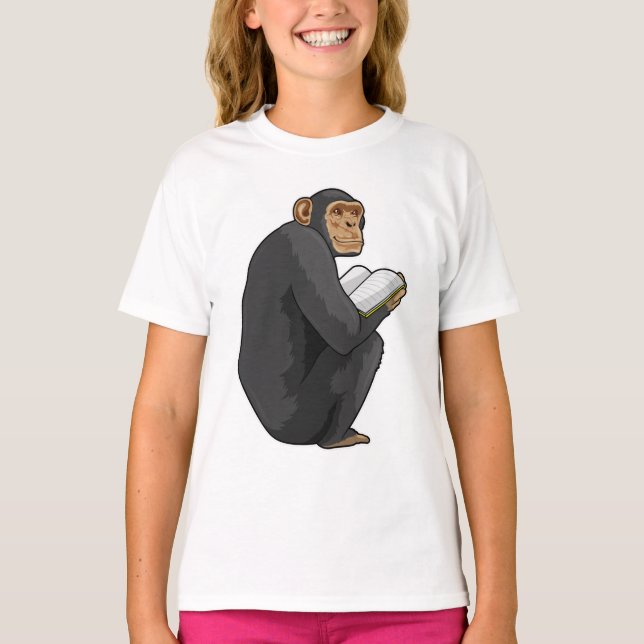 Monkey som Nerd med Bok T Shirt (Framsida)