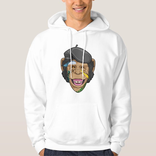 Monkey som Painter Hoodie (Framsida)