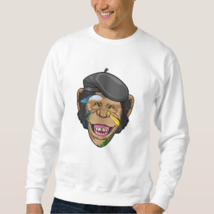 Monkey som Painter Lång Ärmad Tröja