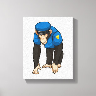 Monkey som polis med enhetlig utformning canvastryck