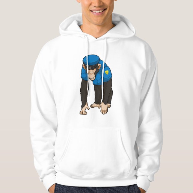 Monkey som polis med enhetlig utformning hoodie (Framsida)