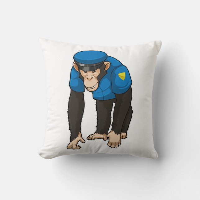 Monkey som polis med enhetlig utformning kudde (Framsida)