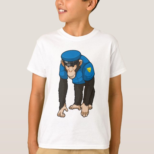 Monkey som polis med enhetlig utformning t shirt (Framsida)