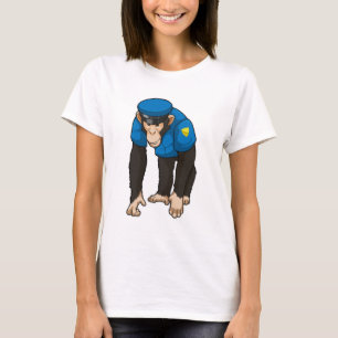 Monkey som polis med enhetlig utformning t shirt