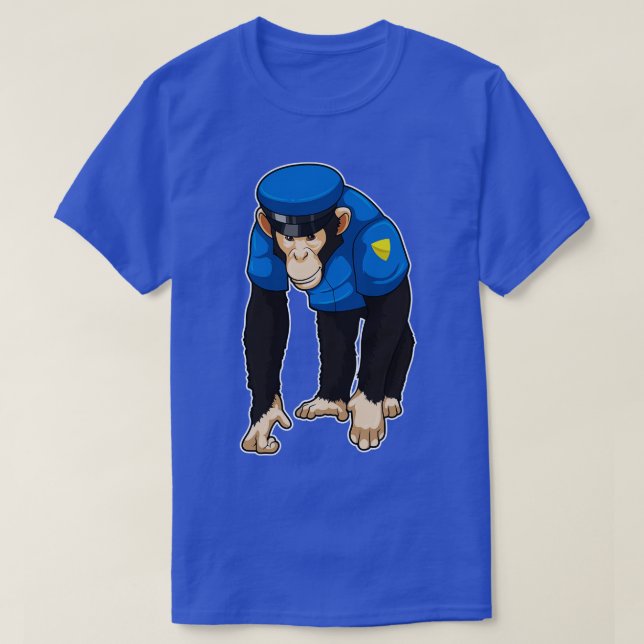 Monkey som polis med enhetlig utformning t shirt (Design framsida)