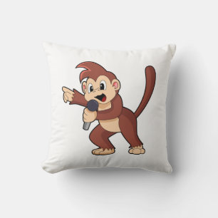 Monkey som Singer med Microphone.PNG Kudde