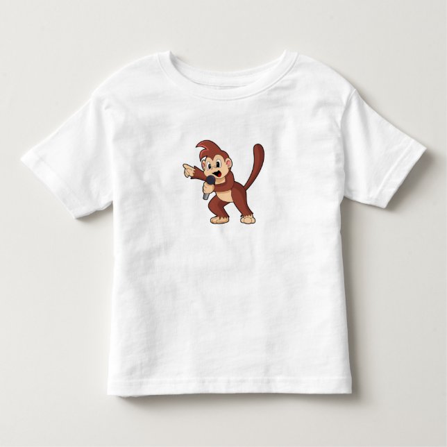 Monkey som Singer med Microphone.PNG T Shirt (Framsida)