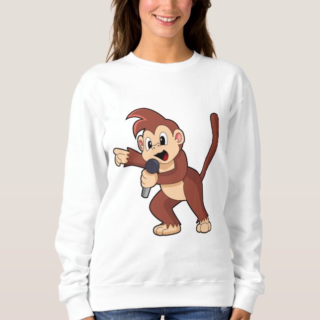 Monkey som Singer med Microphone.PNG T Shirt (Framsida)