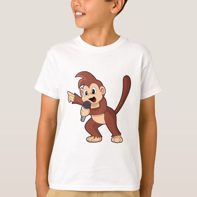 Monkey som Singer med Microphone.PNG T Shirt (Framsida)