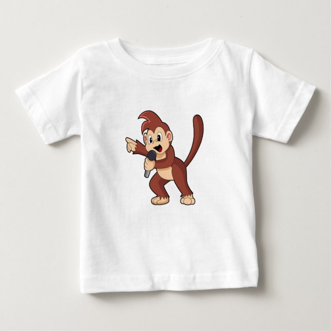 Monkey som Singer med Microphone.PNG T Shirt (Framsida)