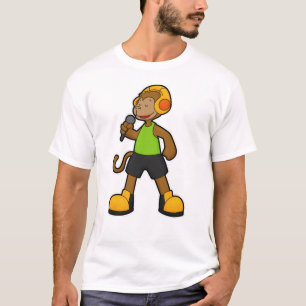 Monkey som Singer med mikrofon och hörlurar T Shirt