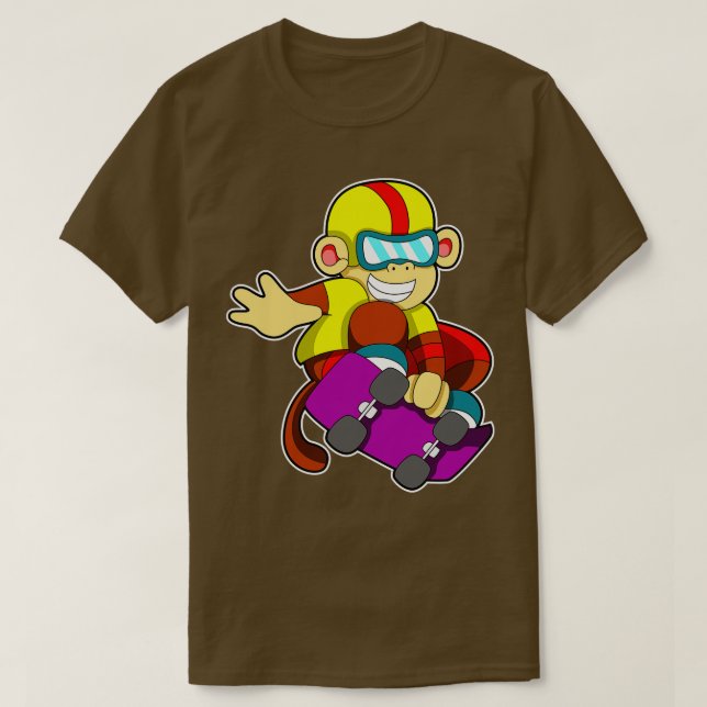Monkey som Skater med Skateboard Helmet T Shirt (Design framsida)
