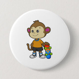 Monkey som Skater med Skateboard Knapp