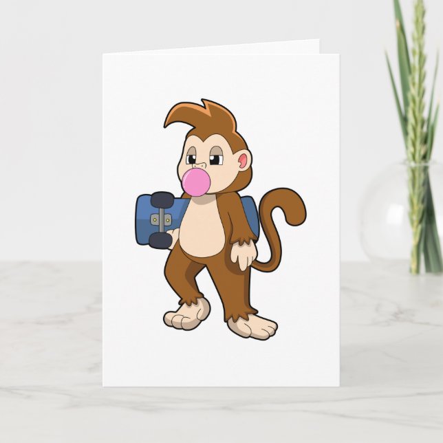 Monkey som Skater med Skateboard Kort (Framsida)