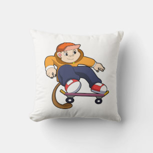 Monkey som Skater med Skateboard Kudde