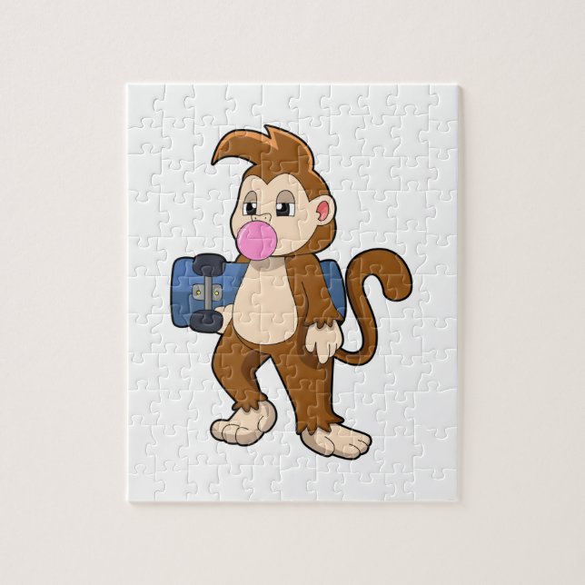 Monkey som Skater med Skateboard Pussel (Vertikal)