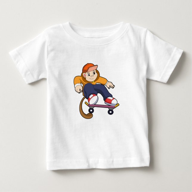 Monkey som Skater med Skateboard T Shirt (Framsida)