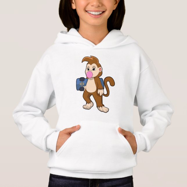 Monkey som Skater med Skateboard T Shirt (Framsida)