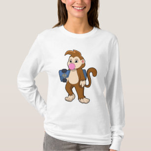 Monkey som Skater med Skateboard T Shirt