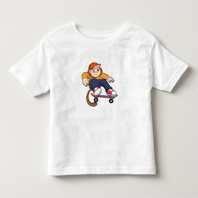 Monkey som Skater med Skateboard T Shirt (Framsida)