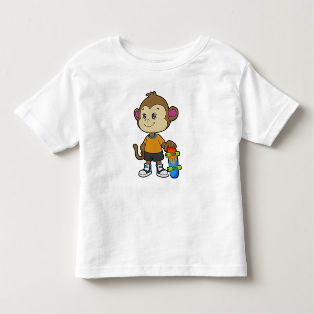 Monkey som Skater med Skateboard T Shirt (Framsida)