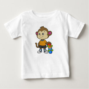 Monkey som Skater med Skateboard T Shirt