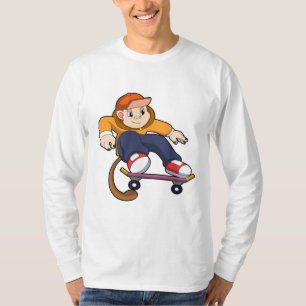 Monkey som Skater med Skateboard T Shirt