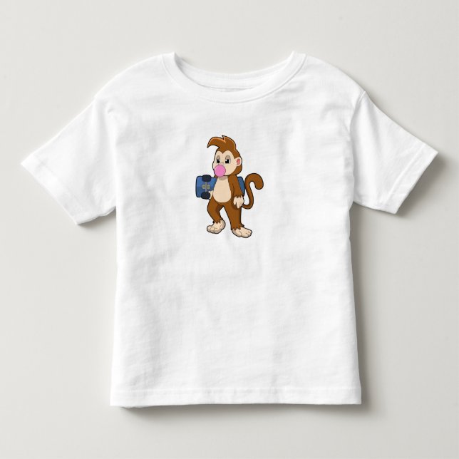 Monkey som Skater med Skateboard T Shirt (Framsida)