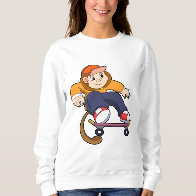 Monkey som Skater med Skateboard T Shirt (Framsida)