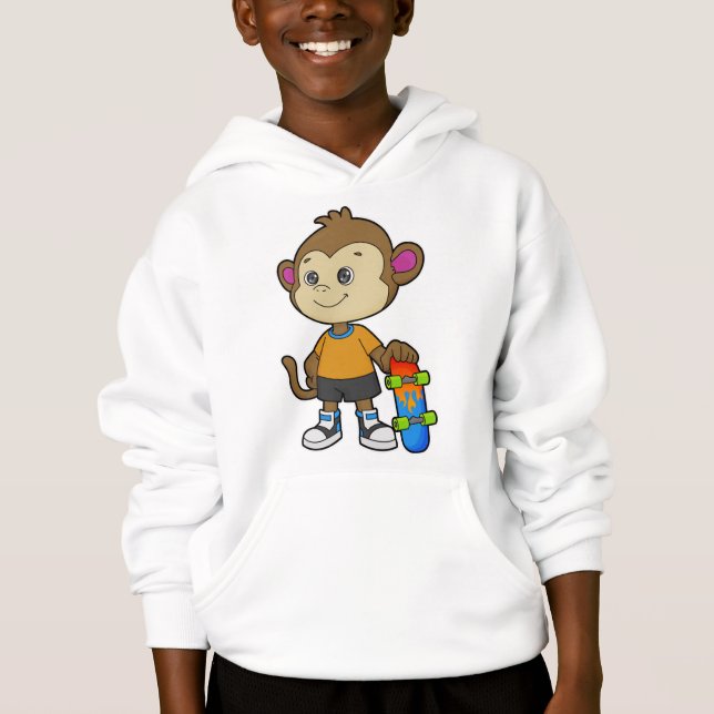 Monkey som Skater med Skateboard T Shirt (Framsida)